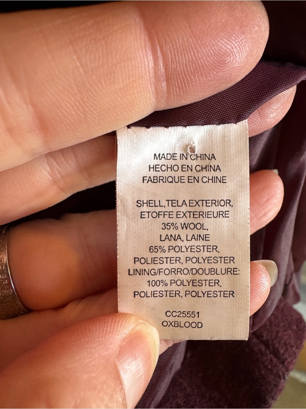 Thread & Supply Women's Double-Breasted Peacoat in Wine - Picture 6 of 7